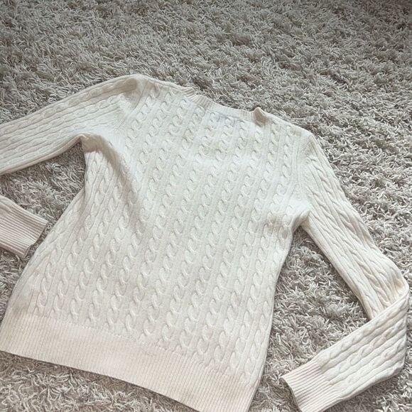 Antonio Melani Sweater 100% Cashmere Ivory Cable knit Pullover Small - Picture 7 of 10